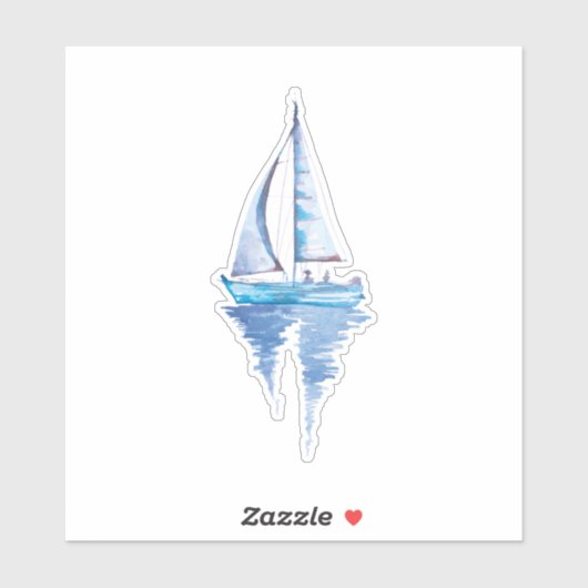 水彩帆船 シール (シート)