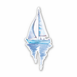 水彩帆船 シール