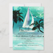 水彩帆船&パームツリーズシー招待状 招待状 (正面)