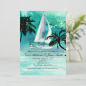 水彩帆船&パームツリーズシー招待状 招待状 (スタンド正面)
