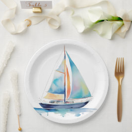 水彩帆船 ペーパープレート