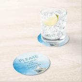 水彩帆船I'm踊り ラウンドペーパーコースター (インサイチュ)