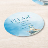 水彩帆船I'm踊り ラウンドペーパーコースター (アングル)