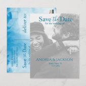 水彩帆船Save the Date Photo ポストカード (正面/裏面)