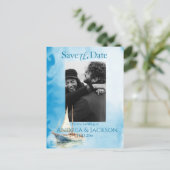 水彩帆船Save the Date Photo ポストカード (スタンド正面)
