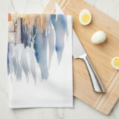 水彩帆走帆船サン航海のセット海 キッチンタオル (四つ折り)