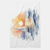 水彩帆走帆船サン航海のセット海 キッチンタオル (縦)