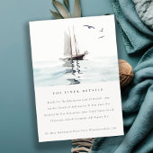 水彩帆走航海のヨット結婚の詳細 エンクロージャーカード