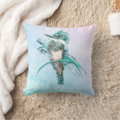 水彩帯魚釣り鳥ワイルドライフアート クッション (ブランケット)