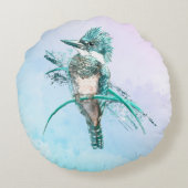水彩帯魚釣り鳥ワイルドライフアート ラウンドクッション (裏面)