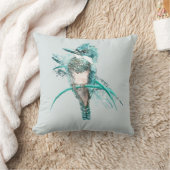 水彩帯魚釣り鳥 クッション (ブランケット)