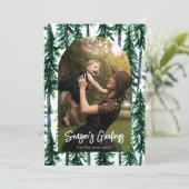 水彩常緑樹クリスマスツリー写真アーチ シーズンカード (スタンド正面)