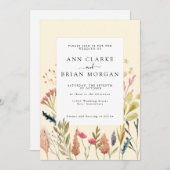 水彩干しボホグラス&ワイルドフローラ結婚ズ 招待状 (正面/裏面)