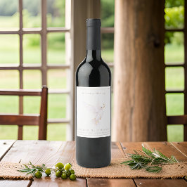 水彩平和葬儀記念ホワイト鳩 ワインラベル