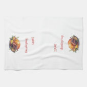 水彩幸せな感謝祭、ローストターキーギフト キッチンタオル (横)
