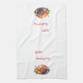 水彩幸せな感謝祭、ローストターキーギフト キッチンタオル (縦)
