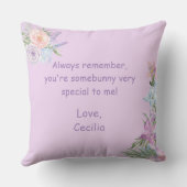 水彩幸せ春バニーラビットと花 クッション (裏面)