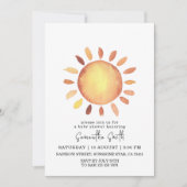 水彩幸せ黄色太陽ベビーシャワー 招待状 (正面)