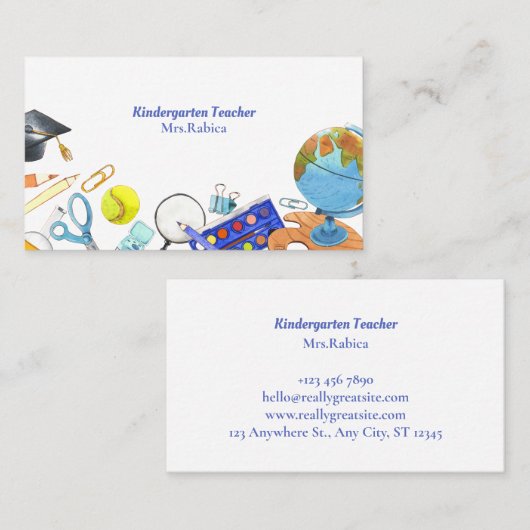 水彩幼稚園先生 名刺 (正面/裏面)