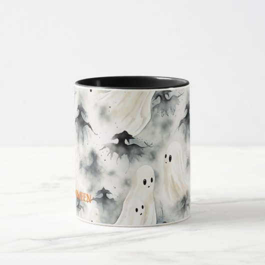 水彩幽霊パーソナライズされたハッピーハローウィン マグカップ (中央)