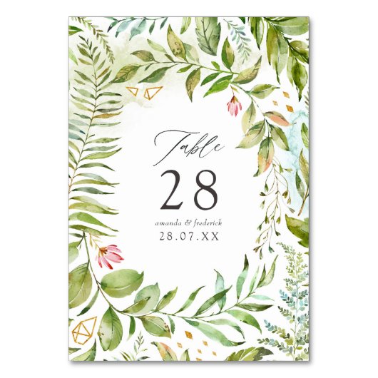 水彩幾何クリスタルウェディング テーブルナンバー (正面)