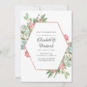 水彩幾何クリスマス婚約パーティ 招待状 (正面)