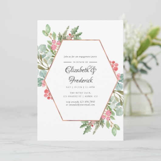 水彩幾何クリスマス婚約パーティ 招待状 (スタンド正面)