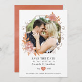 水彩幾何テラコッタのウェディング セーブザデート (正面/裏面)