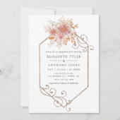 水彩幾何テラコッタ婚約パーティ 招待状 (正面)