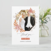 水彩幾何テラコッタ結婚の写真 サンキューカード (スタンド正面)