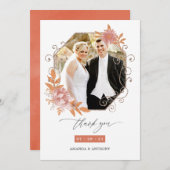 水彩幾何テラコッタ結婚の写真 サンキューカード (正面/裏面)