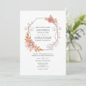 水彩幾何テラコッタ結婚ズ 招待状 (スタンド正面)
