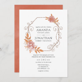 水彩幾何テラコッタ結婚ズ 招待状