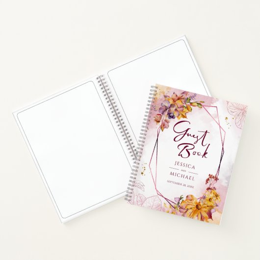 水彩幾何ブーケ結婚のゲストブック ノートブック (内部)