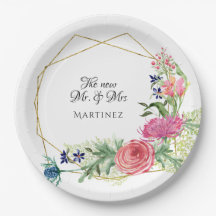 水彩幾何モダンピンクNネイビーフローラ