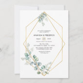 水彩幾何ユーカリ婚約パーティ 招待状 (正面)