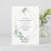 水彩幾何ユーカリ婚約パーティ 招待状 (スタンド正面)