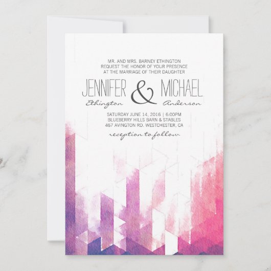 水彩幾何三角形 |モダン結婚s 招待状 (正面)