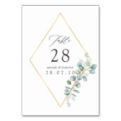 水彩幾何学ユーカリの結婚式 テーブルナンバー (裏面)