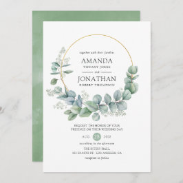 水彩幾何学ユーカリ結婚ス 招待状