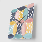 水彩幾何学円 スクエア壁時計 (傾斜)