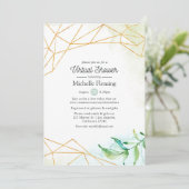 水彩幾何学模様の仮想ベビーまたはブライダルシャワー 招待状 (スタンド正面)