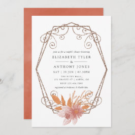 水彩幾何学模様テラコッタカップルシャワー 招待状