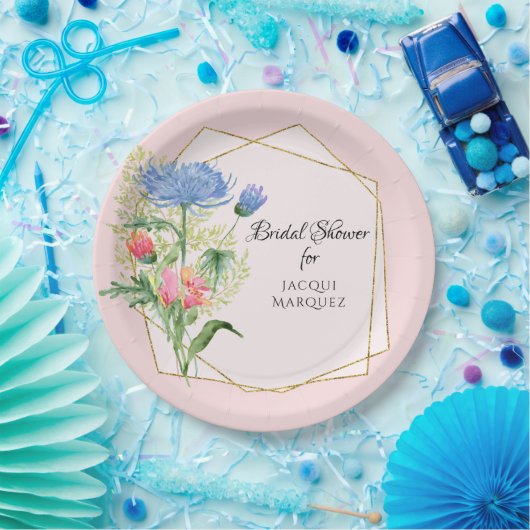 水彩幾何学模様フローラブライダルシャワーデコール ペーパープレート (パーティー)