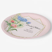 水彩幾何学模様フローラブライダルシャワーデコール ペーパープレート (アングル)