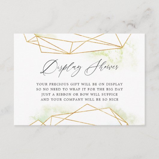 水彩幾何学模様ブライダルシャワー表示シャワー エンクロージャーカード (正面)