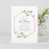 水彩幾何学模様ホリークリスマスブライダルシャワー 招待状 (スタンド正面)