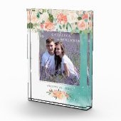 水彩幾何学模様赤面ピンク結婚フローラ フォトブロック (右)