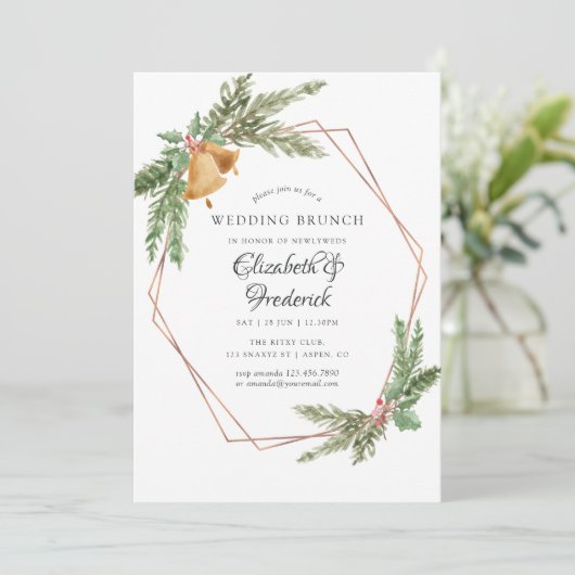 水彩幾何学的クリスマスブ結婚ランチ 招待状 (スタンド正面)