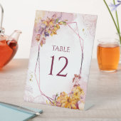 水彩幾何学的フローラ秋ブルゴーニュ結婚ーズ 台座サイン (インサイチュ)